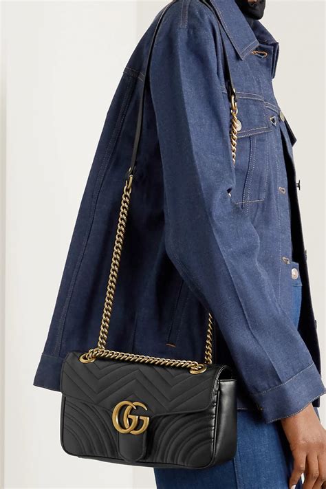 gucci black quilted purse|Gucci marmont small shoulder bag.